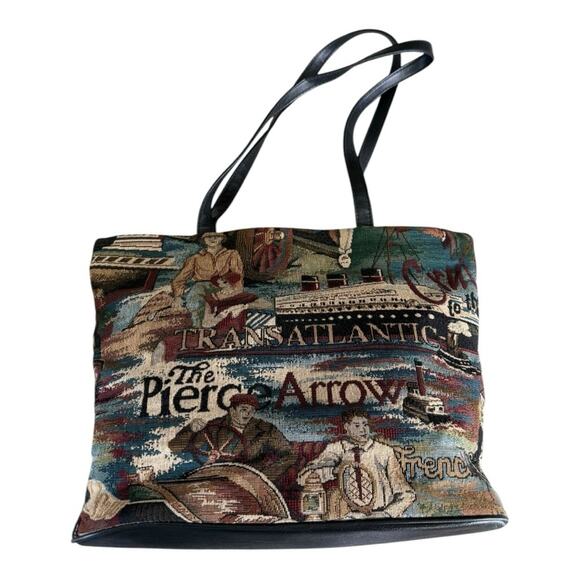 Y2K Vintage Tapestry Bag Cruises in the Orient Transatlantic 1920s Style Purse - Picture 2 of 6